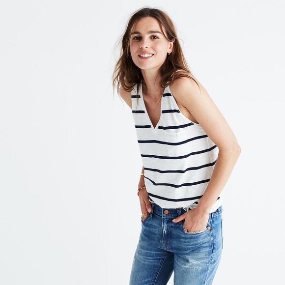 Madewell Tops - Madewell V-Neck Pocket Tank in Creston Stripe